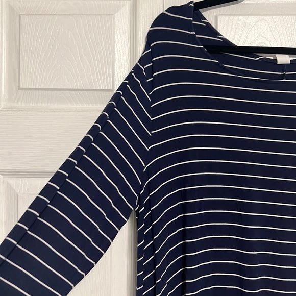 Blue and White Stripe Long Sleeve Shift Dress - Size XXL - Picture 2 of 3